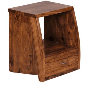 Mesa de Noche de Madera Maciza con Cajón, Mesa Auxiliar de Almacenamiento para Dormitorio, Estilo Rústico Moderno - Product Image 2