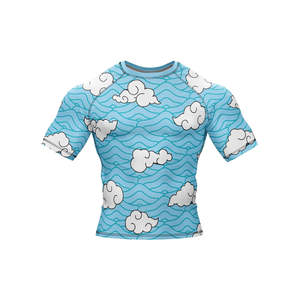 OEM Custom Logo Heat-Transfer Printed Men's 100% Polyester MMA Rashguard Short Compression Shirt Breathable Quick Dry UV - Product Image 3