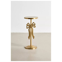 Mesa Auxiliar Irregular de Aluminio con Diseño Art Deco, Marco Metálico Dorado y Cuerda, para Sala de Estar, Decoración Diwali, Personalizable