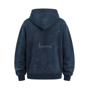 Sweat à capuche en molleton délavé vintage pour homme, en molleton bouclette épais, coupe oversize à épaules tombantes, avec logo personnalisé, en coton, vente en gros OEM - Product Image 2
