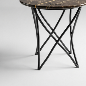 Modern <b>Round</b> Marble <b>Stool</b> with Geometric Iron Frame Luxury Stone Top Side Table Minimalist Boutique Furniture - Product Image 5