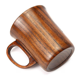 Wooden Tea <b>Cups</b> Cylinder Shape Minimalist Design With Handle For Modern Home Use with finishing art - Product Image 3