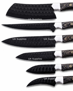 High Quality Damascus Steel Kitchen <b>Knife</b> Set 7-Piece Handmade Chef <b>Knives</b> Natural Wooden Ambidextrous Handles Modern Design - Product Image 2