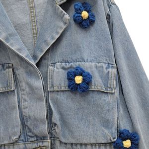Veste en jean oversize pour femme OEM, style décontracté à boutons, manteau en jean tendance automne, vêtement d'extérieur en coton, logo personnalisé, vente en gros - Product Image 6