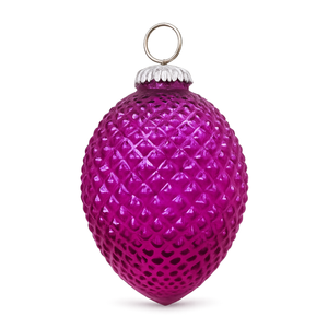 Ornement de Noël en verre rose Vinita Impex VI-70 |   Décoration Murale Faite à la Main Moderne Texturée en Forme de Pomme de Pin Colorée et Gaufrée pour la Maison - Product Image 1
