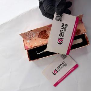Pince à cils en acier inoxydable à pointe en fibre argentée, pour volume russe à 90 degrés, finition poudrée couleur nude, instruments de beauté - Product Image 2