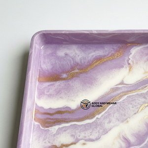 Plateau de rangement en résine artisanale de luxe, effet marbre veiné doré, décoration moderne pour la cuisine, facile à nettoyer - Product Image 4