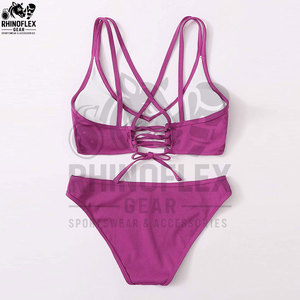 Conjuntos de Bikini de Color Sólido Personalizados al por Mayor, Trajes de Baño de Talla Regular, Estilo Sexy, Ropa de Playa - Product Image 2