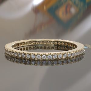 Anillo de eternidad completo con diamantes de moissanita, anillo de boda apilable para mujer |   Anillo de Oro Sólido a Juego |   Anillo Infinito - Product Image 1