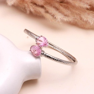925 Silver Plated Pearl and Lab Grown Pink Sapphire <b>Bracelet</b> <b>Adjustable</b> Friendship Promise <b>Bracelet</b> Gift for Her - Product Image 2