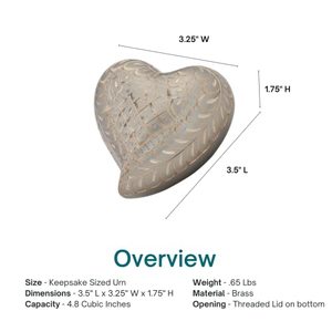 Luxury Brass Heart Cremation <b>Memorial</b> <b>Keepsake</b> Urn Ash Holder Featuring Durable Premium Exterior Craftsmanship - Product Image 2