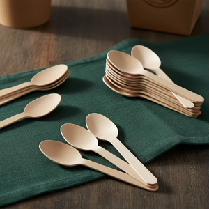 Cuillères en bois jetables de style coréen, écologiques, en bois de bouleau, compostables, pour la crème glacée, multi-usages, REHMAN CRAFT - Product Image 2