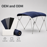 Bimini Top Pliable à 4 Arceaux pour Bateau, Housse de Protection Marine 600D Imperméable Anti-UV, Auvent Pare-Soleil pour Bateau de Pêche et Petit Yacht