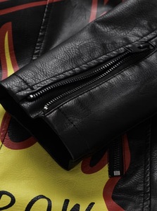 Custom Big Size Leather Motorcycle Jacket with Heat Printing Digital Printing Waterproof Breathable Eco-Friendly Boxy Style - Product Image 2