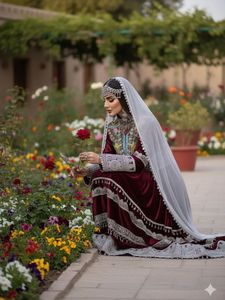Afghani <b>Dress</b> Women Traditional Kuchi Embroidery Maxi <b>Dress</b> <b>Long</b> Sleeve Hand Embroidery Knee-Length Velvet A-Line Formal Wear - Product Image 5