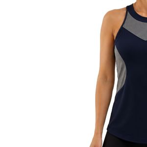 Débardeur de sport pour femme bleu marine et gris, sans manches, pour yoga, fitness, entraînement, course à pied, gym, vêtements de sport, séchage rapide, gilet athlétique, logo personnalisé - Product Image 3