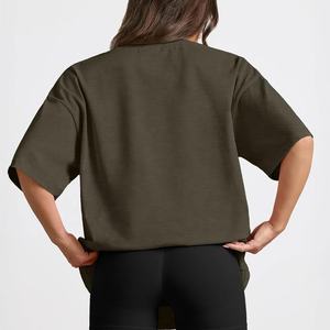 Haut de yoga à manches courtes pour femmes, personnalisé, doux, vente en gros, t-shirt de sport pour filles, nylon, élasthanne, vêtements de sport actifs, tee-shirt 2115 - Product Image 2
