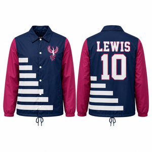 Veste de coach brodée, doublure en polyester premium, poches, col, vêtement en taffetas de nylon, coupe-vent, léger - Product Image 3