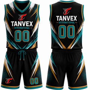 Conjunto de Camiseta de Baloncesto Sublimada TANVEX International, Cuello en V, Sin Mangas, Secado Rápido, Unisex, para Adultos, Todas las Temporadas, Ecológico - Product Image 2