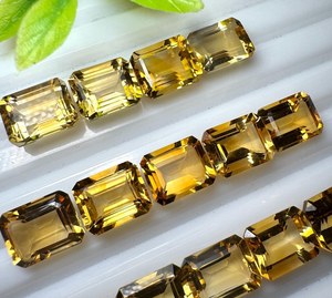พลอยซิทรินสีเหลืองทองทรงแปดเหลี่ยมเจียระไนแบบเหลี่ยมเพชรพลอย ขนาด 3x5 มม.-13x18 มม. สำหรับทำเครื่องประดับ ขายส่ง - Product Image 4