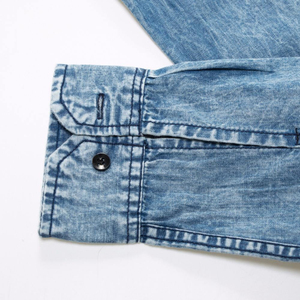 Chemises en jean pour hommes de haute qualité en coton, technique de lavage à l'acide, manches courtes, boutonnées sur le devant, anti-plis, en promotion - Product Image 6