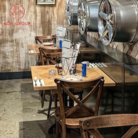 Plateau de table en bois d'orme massif, carré ou rond, pour restaurant, café, boutique, mobilier commercial, prix usine