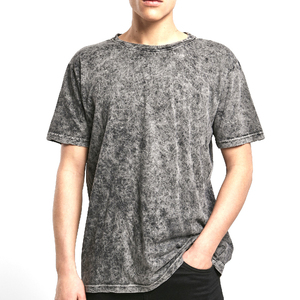 T-shirt pour homme de bonne qualité, délavé à l'acide, col rond, manches courtes, style streetwear hip-hop, logo personnalisé, coupe classique, polyester/coton - Product Image 1