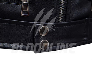 Men's Black PU Leather Moto <b>Biker</b> <b>Jacket</b> Slim Fit Stand Collar Zipper Closure Autumn Wear - Product Image 6
