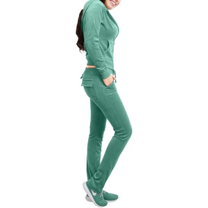 Conjunto Deportivo Verde con Capucha para Mujer, Pantalones Largos de Color Sólido, Casuales, con Bolsillos Laterales, Transpirables, para Otoño - Product Image 2