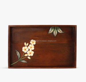 ถาดไม้ Meena ทำมือที่มีดีไซน์หรูหราเหมาะสำหรับเสิร์ฟเครื่องดื่มและอาหารเช้าบนเตียง - Product Image 3