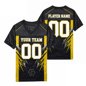 Camiseta de Fútbol Americano Personalizada Sublimada, Cuello en V, Manga Corta, Poliéster que Absorbe la Humedad, Ropa Deportiva de Equipo, Unisex, Adulto, Tallas Grandes - Product Image 4