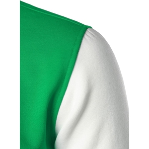 Veste universitaire pour homme, couleur unie vert et blanc, col rond, tricotée en polaire, vêtement d'hiver décontracté, coton/polyester, séchage rapide, respirante - Product Image 5