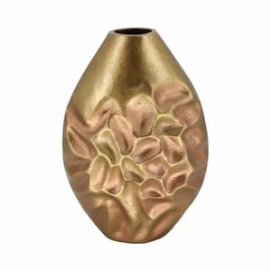 Wedding Decorative Luxury Flower Shape <b>Vases</b> Handmade Tabletop Decor <b>Gold</b> Finish Ribbed Design Oval Shape <b>Vase</b> For Decoration - Product Image 2
