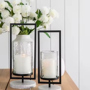 <b>Black</b> Iron <b>Candlestick</b> Holder Set of 2 for Home Decoration Durable Metal Pillar Candle Holders - Product Image 6