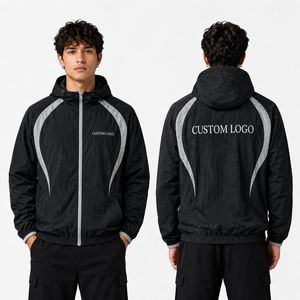 Wholesale Mens Windbreaker <b>Jacket</b> Custom Bulk Lightweight Waterproof Hooded Breathable Outdoor Sports <b>Running</b> Cycling <b>Reflective</b> - Product Image 2