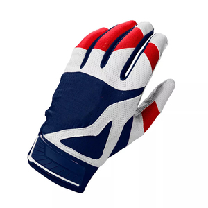Best Selling Customizable Professional White Red <b>Navy</b> Blue Batting <b>Gloves</b> Full Finger <b>Leather</b> Breathable Pull Unisex Adult - Product Image 2