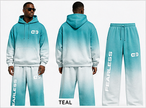 Ensemble sweat à capuche et pantalon dégradé pour homme, coupe oversize, décontracté, respirant, en molleton bouclette polyester/coton, noir - Product Image 4