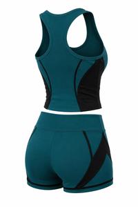 Women's Plus Size 2-Piece Yoga Set Scoop Neck <b>Racerback</b> <b>Tank</b> <b>Top</b> Mid Waist Shorts Solid Spandex - Product Image 6
