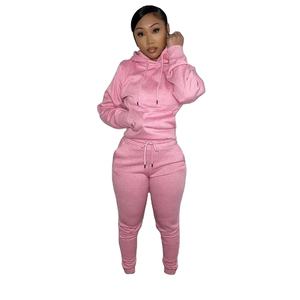 Vêtements d'entraînement pour femmes avec logo personnalisé survêtement 2 pièces pull à capuche pantalon ensembles survêtement femmes survêtement de jogging 202 - Product Image 2