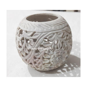 Magnifique bougeoir en pierre ollaire naturelle sculpté à la main, forme ronde, décoration d'éclairage pour la maison et cadeau - Product Image 3