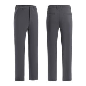 Pantalon tissé classique pour homme, couleur unie, fermeture boutonnée, coupe ajustée, vêtements de golf - Product Image 1