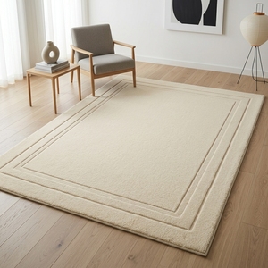 Alfombra de Lana Tufted Hecha a Mano Minimalista con Borde Sólido, Alfombra de Lujo de Diseño Personalizado, Suministro al por Mayor de Fábrica - Product Image 1
