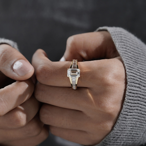 Anillo de Diamantes en Oro Blanco con Corte Esmeralda de 3.70ct, Joyería de Compromiso y Boda con Diamantes Cultivados en Laboratorio, Chapado en Oro de 14k, Vermeil Eternity - Product Image 6