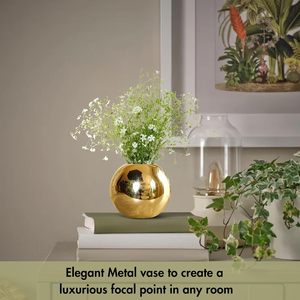 Jarrón Esférico Dorado Electrochapado Contemporáneo, Centro de Mesa Metálico para Bodas - Product Image 6