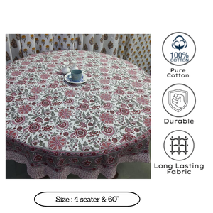 Premium Elegant Artisan 100% Cotton Banquet <b>Round</b> <b>Table</b> <b>Cloth</b> Indian Block Print Floral Washable Weddings Gifts Cafe Home - Product Image 3