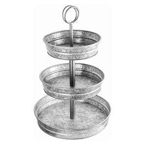 Vintage Galvanized <b>3</b> <b>Tier</b> Serving Tray Rustic for Birthdays Wedding Party Dessert Holder <b>Stand</b> - Product Image 1