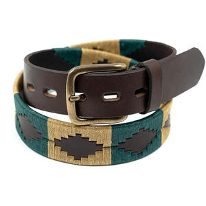 Handmade Premium Leather Polo Belt Traditional Hand-Stitched Pampa Diamond Embroidered Belt Luxury Equestrian Casual Apparel - Product Image 1