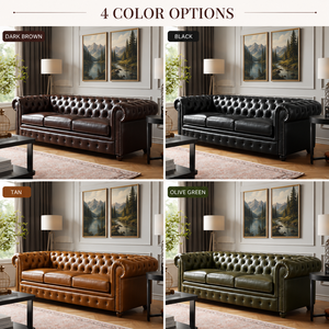 Sofá de Cuero Marrón Vintage Estilo Chesterfield de 3 Plazas con Estructura de Madera Maciza, Muebles de Primera Calidad para Sala de Estar - Product Image 4