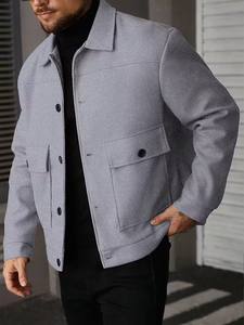 Chaqueta Casual de Lona para Hombre, con Cierre de Cremallera en el Cuello, Bolsillo en el Pecho, Transpirable, Lavable a Máquina, Ropa de Trabajo, Uso Diario Semi-Formal - Product Image 4