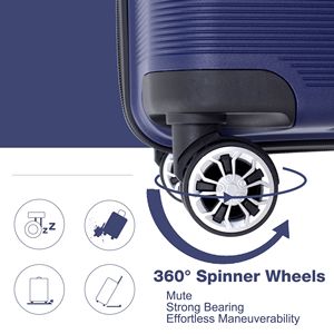 Set da 3 pezzi Navy da 3 pezzi (20/24/28) rigida doppia Spinner valigia con lucchetto leggero e resistente Set 3 pezzi - Product Image 6